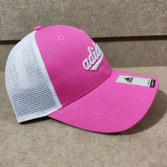 Adidas Aeroready Pink and White Snapback Mesh Trucker Hat #U - Picture 2 of 4